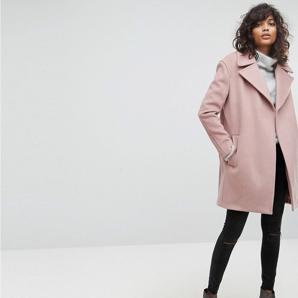 All Saints Remi Oversized Coat in Pale Pink Size Small